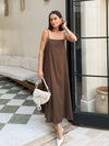 Hugo Linen Dress in Chocolate - Stitch And Feather