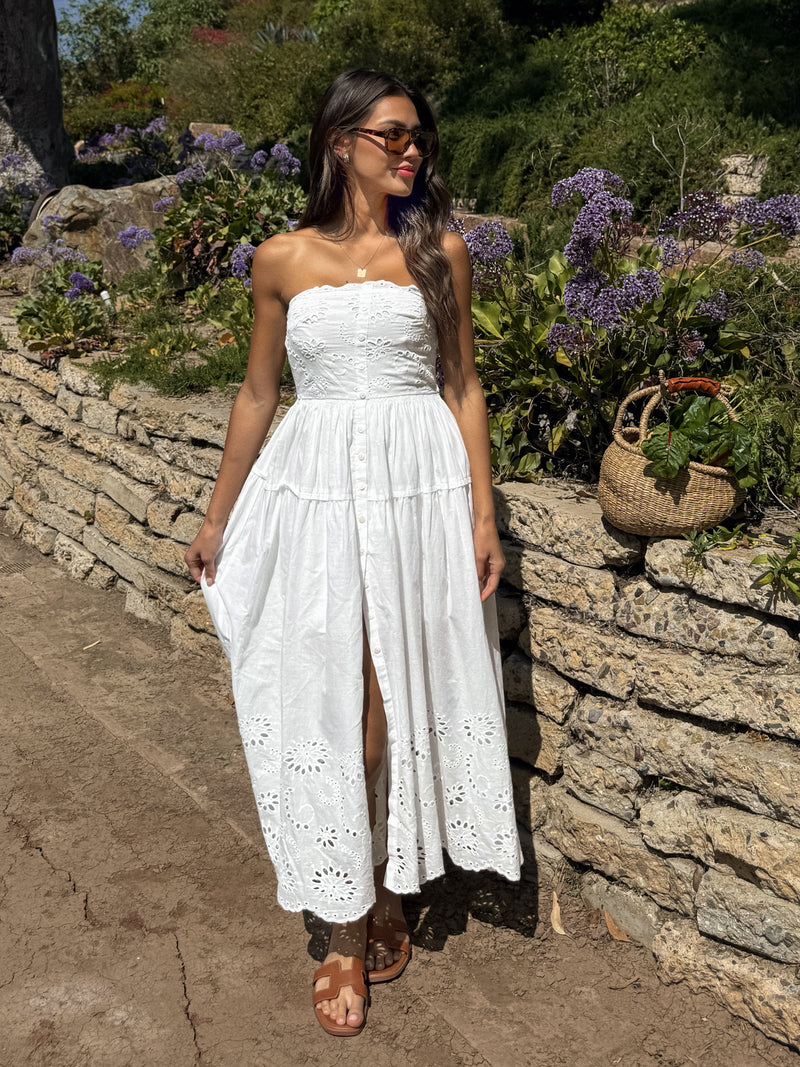 strapless white midi dress Odelia Eyelet in ASOS Design - Structured 510 Bust 20240624new Size:4