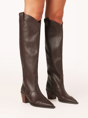 Oceane Vegan Leather Boot in Chocolate - Stitch And Feather