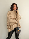 Noelle Oversized Stripe Sweater in Taupe