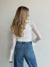 Thea Lace Henley Top in Off White