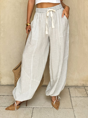 Hampton Stripe Drawstring Pants - Stitch And Feather