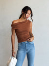 Faye Ruched Top in Brown - Stitch And Feather
