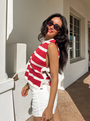 Scarlet Stripe Knit Tank - Stitch And Feather