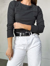 Lennon Long Sleeve Top in Black - Stitch And Feather