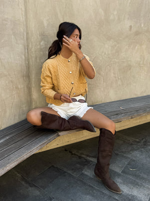 Golden Hour Cable Knit Sweater - Stitch And Feather