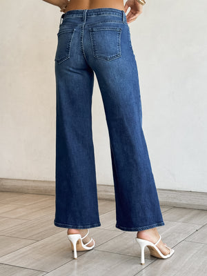 Vada Wide Leg Jeans in Dark Denim - Stitch And Feather