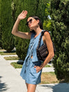 Let Loose Denim Tie Top - Stitch And Feather