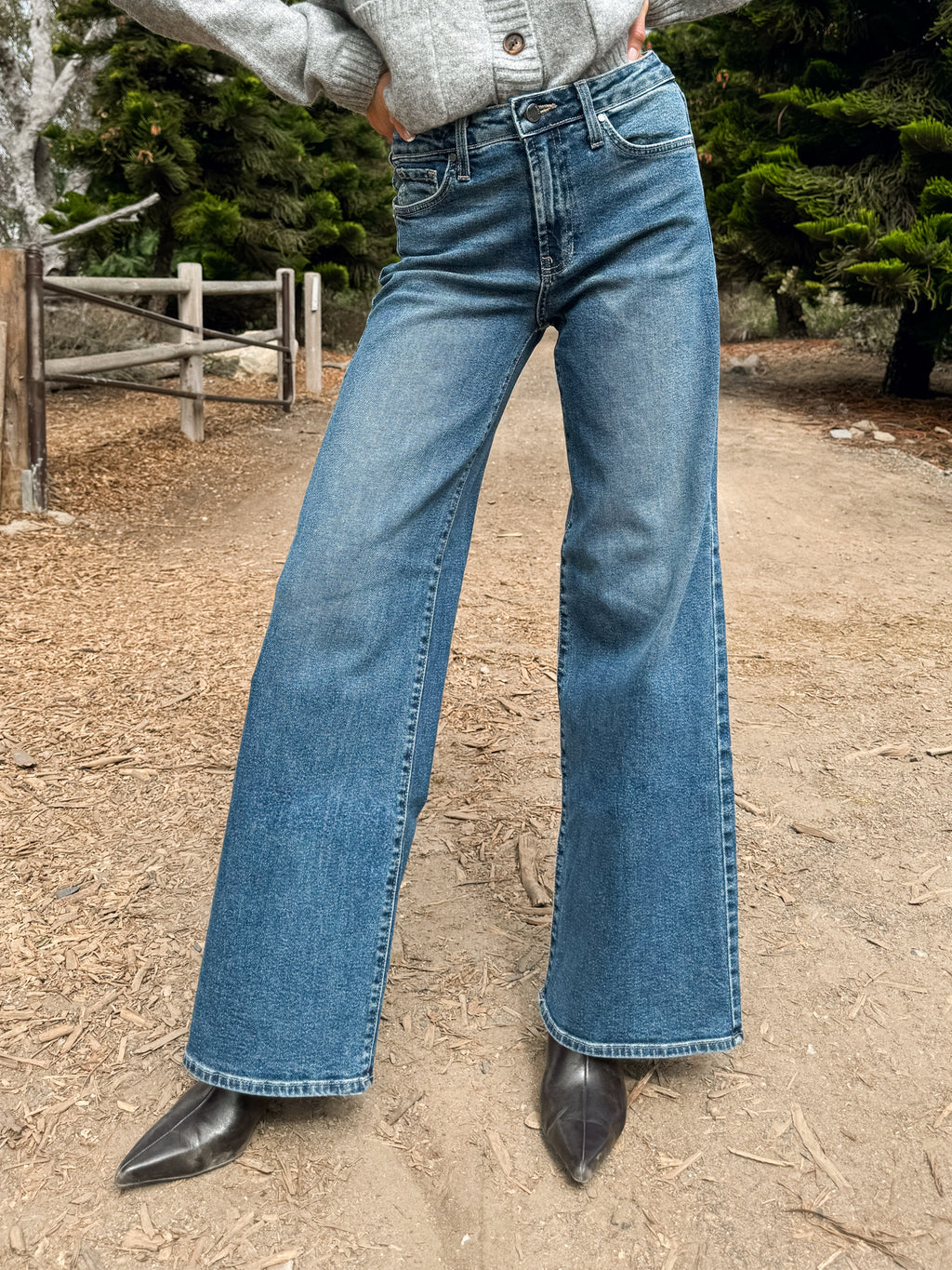 Hideaway Wide Leg Jeans in Dark Denim - Stitch And Feather