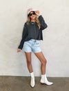 Delia Textured Knit Sweater in Charcoal