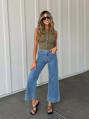 Marin Embroidered Flare Jeans - Stitch And Feather