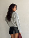 Stevie Button Knit Sweater in Grey
