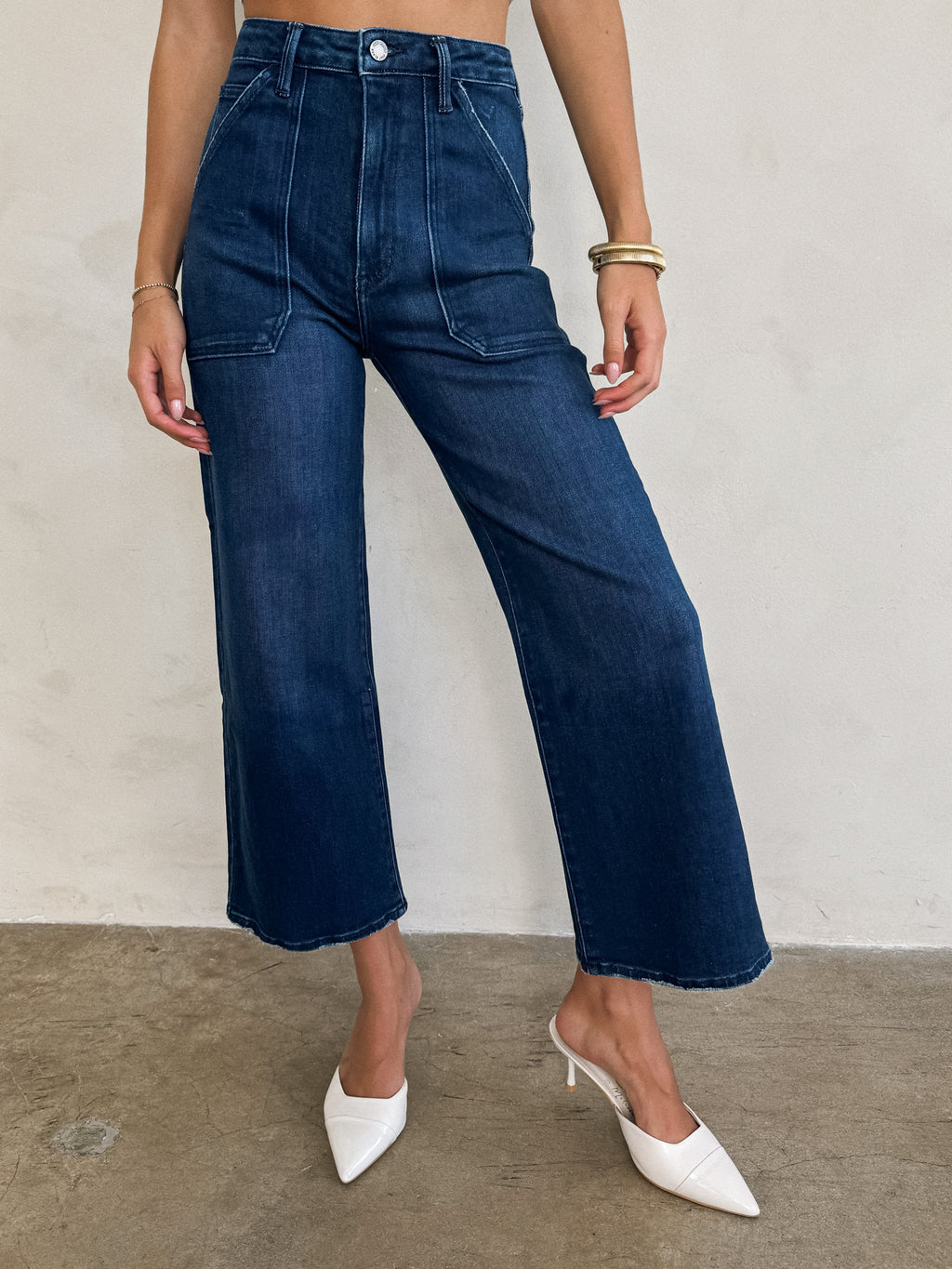 Amika Wide Leg Jeans in Dark Wash - Stitch And Feather