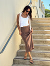 Skylar Vegan Suede Midi Skirt - Stitch And Feather