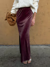 Mulberry Velvet Maxi Skirt - Stitch And Feather