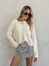 Delia Textured Knit Sweater in Beige