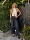 Mock neck cutout slvless sweater- IWT2098, Oatmeal - Stitch And Feather