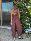 Cotton gauze parachute jumpsuit- IJ34057, Chocolate - Stitch And Feather