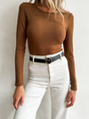 Farren Ribbed Bodysuit in Brown - Stitch And Feather