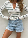 Henley Stripe Long Sleeve - Stitch And Feather