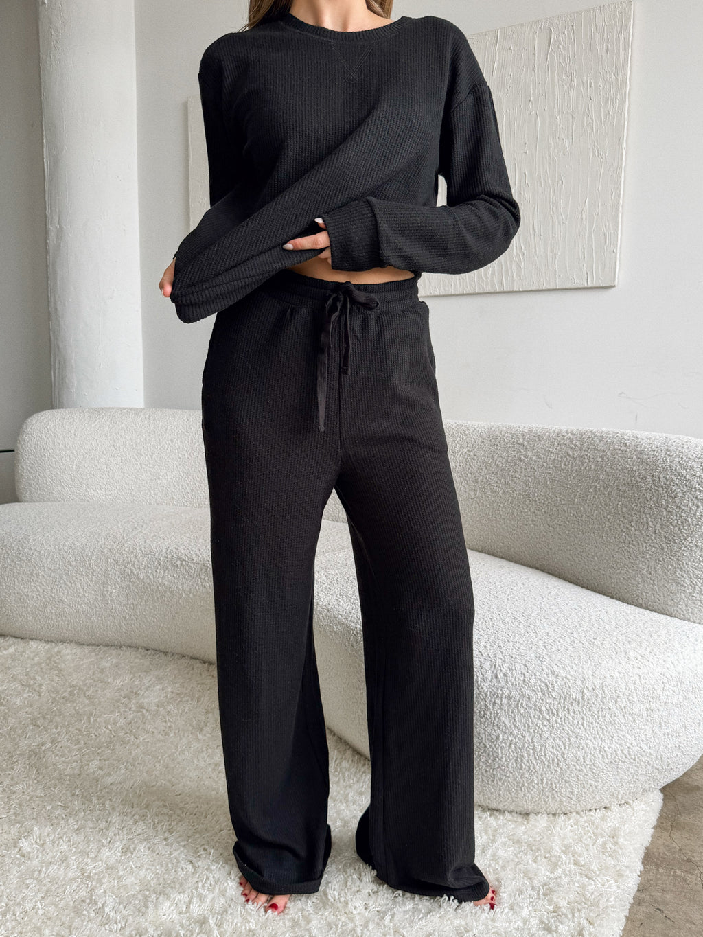 Sunday Morning Knit Sweatshirt in Black