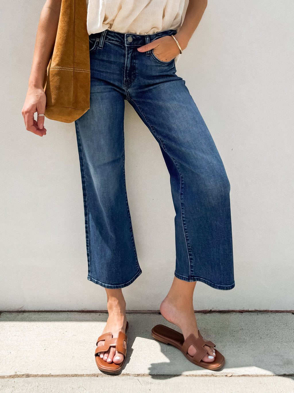 Backstage Wide Leg Jeans in Dark Denim - Stitch And Feather
