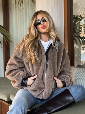 Audrina Oversized Faux Fur Jacket - Stitch And Feather