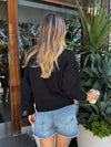Button down cardigan- EW31852BR, Black - Stitch And Feather