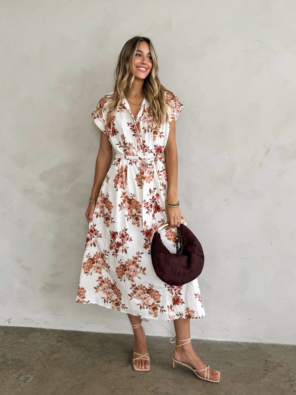 Loretta Floral Belted Midi Dress