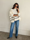Noelle Oversized Stripe Sweater in Cream