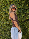 It's a Sign Asymmetrical Top in Brown - Stitch And Feather