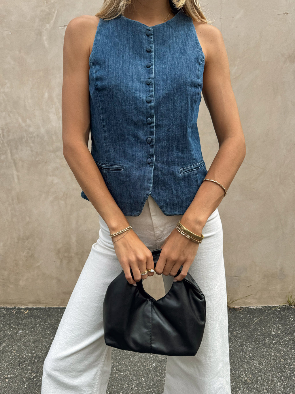 Maylene Button Down Vest - Stitch And Feather