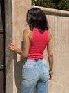 Laurel Ribbed Tank in Red - Stitch And Feather