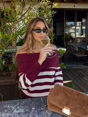 Stick With Me Oversized Sweater in Wine - Stitch And Feather
