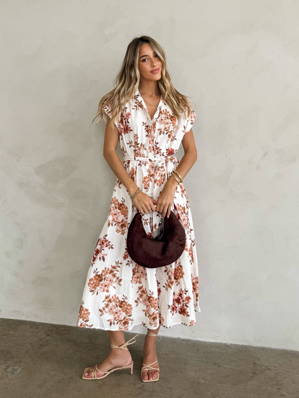 Loretta Floral Belted Midi Dress