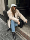 Astrid Faux Fur Coat in Cream - Stitch And Feather