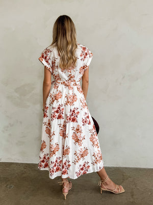 Loretta Floral Belted Midi Dress