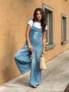 Cambria Wide Leg Denim Overalls - Stitch And Feather
