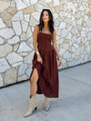 Drop waist corset midi dress- ID34658, Chocolate - Stitch And Feather