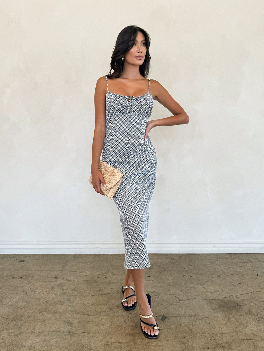 Off Duty Plaid Midi Dress - Stitch And Feather