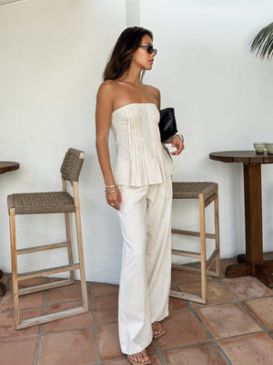 Taurus Linen Strapless Top - Stitch And Feather