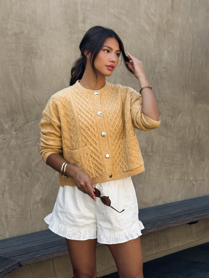 Golden Hour Cable Knit Sweater - Stitch And Feather
