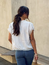 Guessing Game Lace Trim Top in Pearl - Stitch And Feather