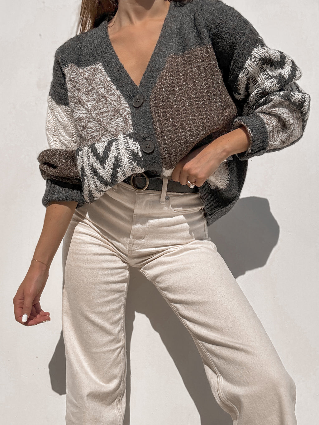 Muse Patchwork Knit Sweater - Stitch And Feather