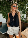 Talia Knit Tie Vest in Black - Stitch And Feather