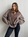 Mocha Bean Half Zip Pullover