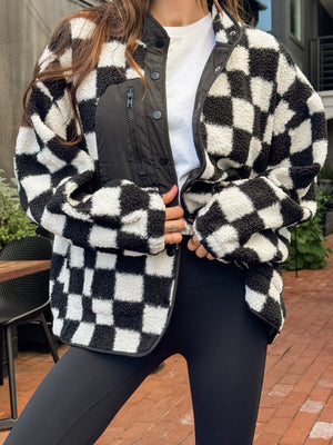 Checked Out Fleece Jacket - Stitch And Feather