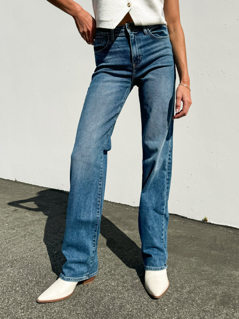 Glenn Straight Leg Jeans in Dark Wash - Stitch And Feather