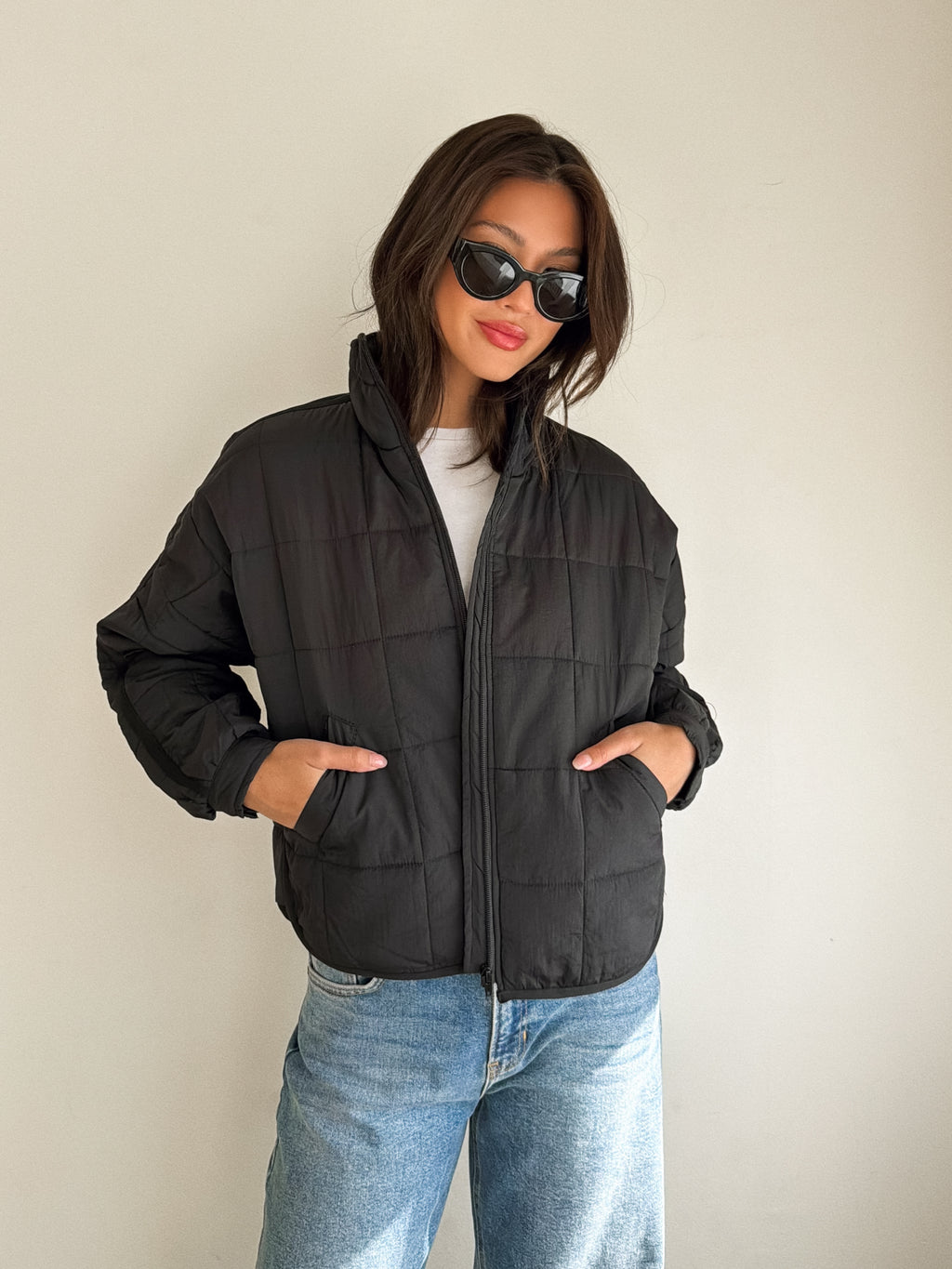 Campfire Quilted Puffer Jacket in Black