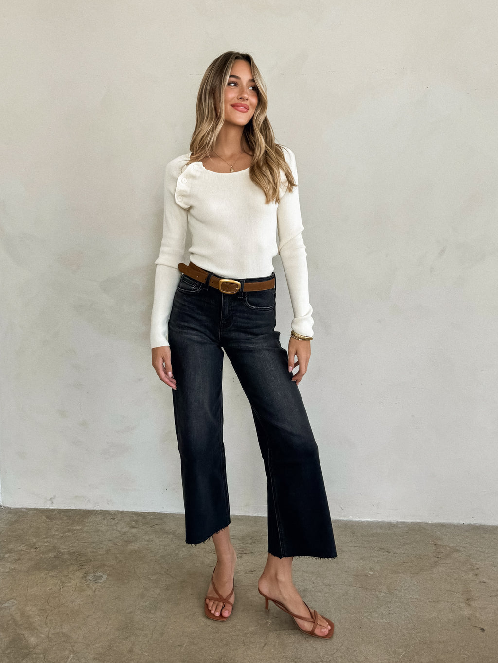 Strangers Cropped Wide Leg Jeans